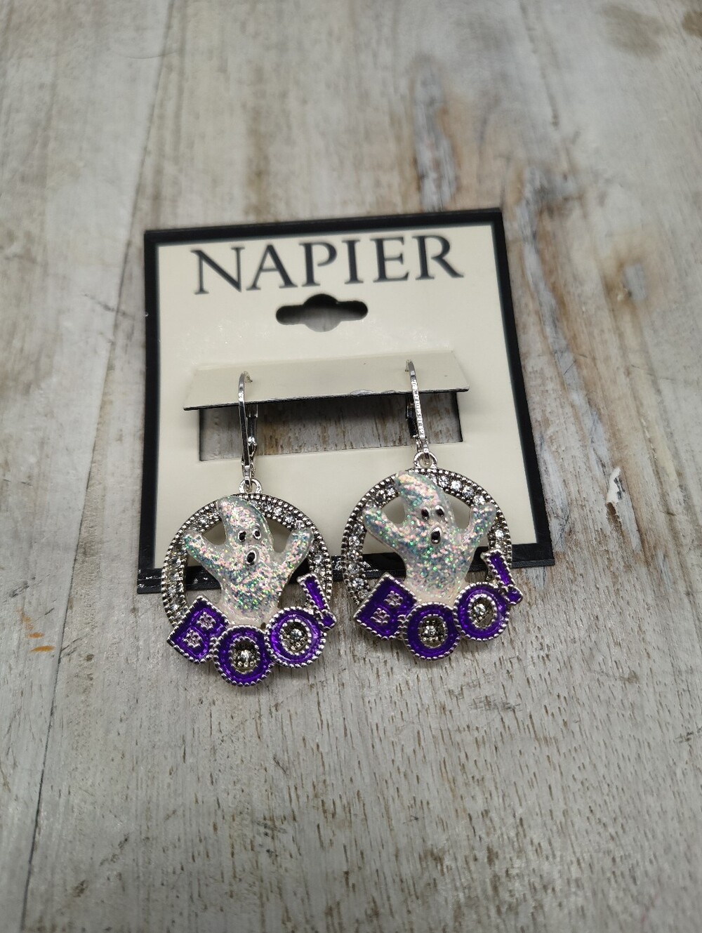 Napier Silver-Tone Halloween Ghost Earrings